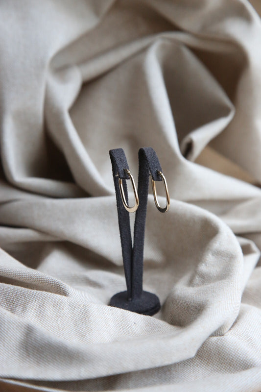 New 9ct Yellow Gold Hoop Square Rectangle Oval Earrings Flat 25mm long 375