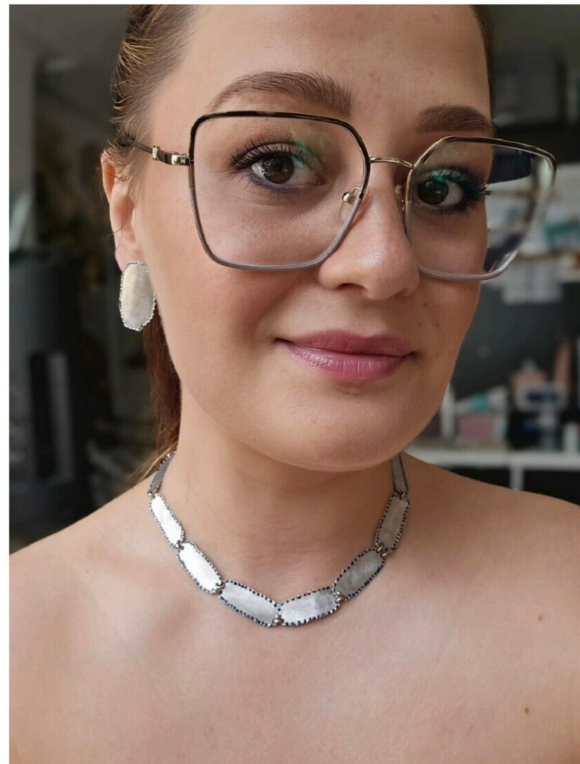 18ct White Gold Jewellery Set of Necklace and Earrings Heavy and Solid Handmade
