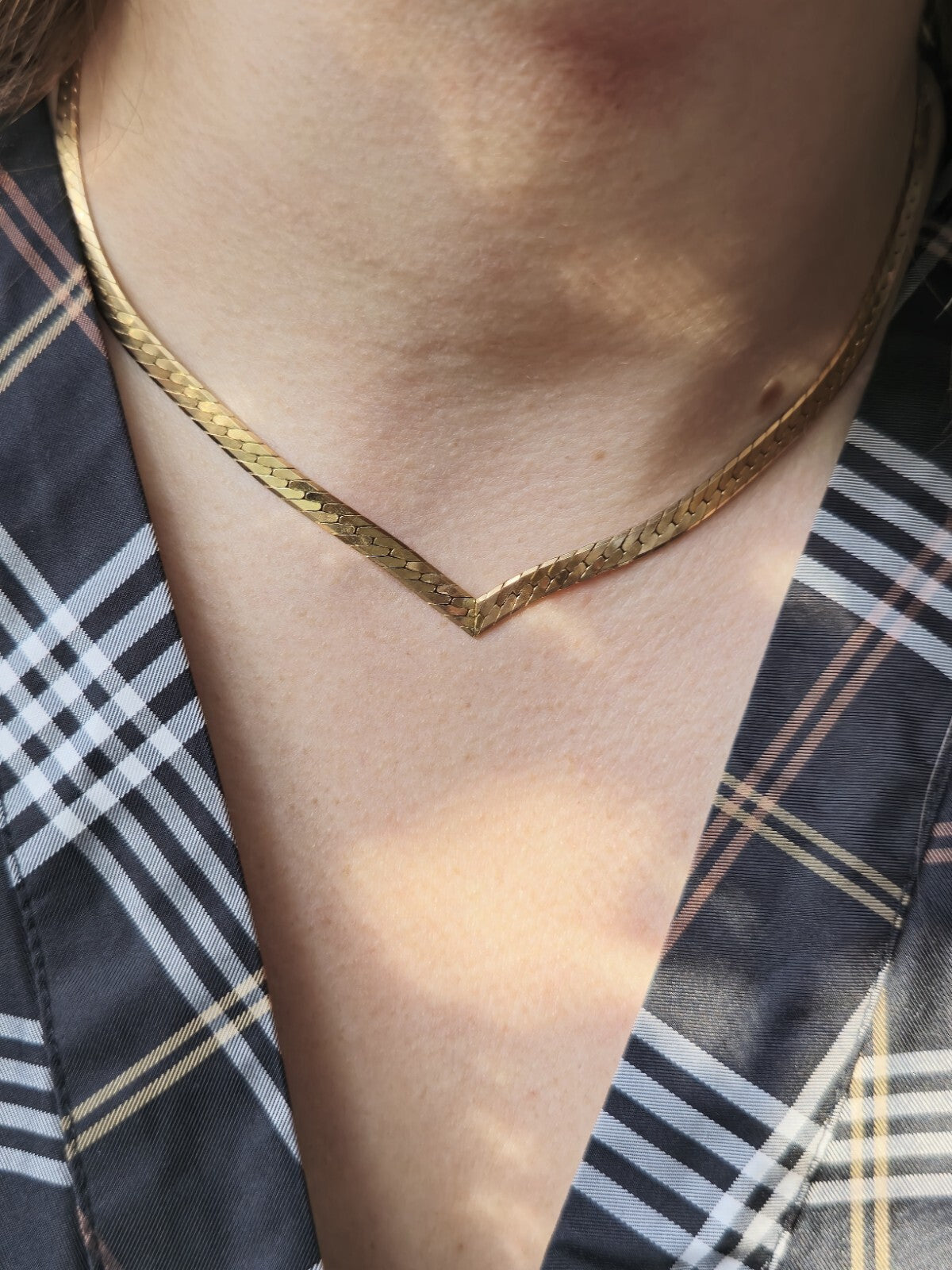 Vintage 9ct Solid Yellow Gold Chain/Necklace Herringbone 16inch Hallmarked 4.5mm