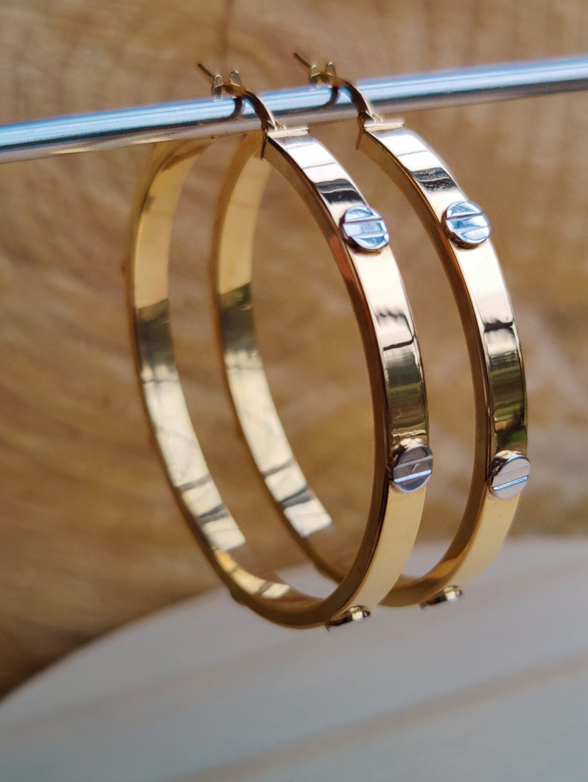 NEW Huge Gold Hoop Earrings 9ct Yellow Gold 40mm Hallmarked Hoops Hinge Love ly