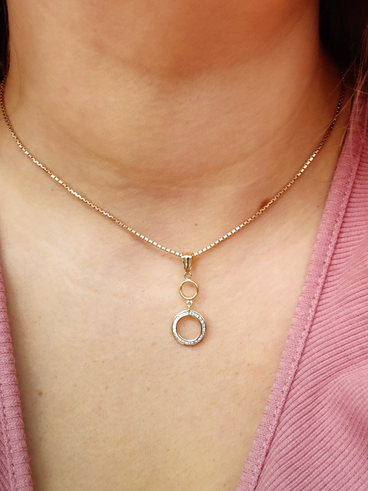 New Solid 9ct Yellow Gold Cubic Zirconia Pendant Round Shape CZ Hallmarked