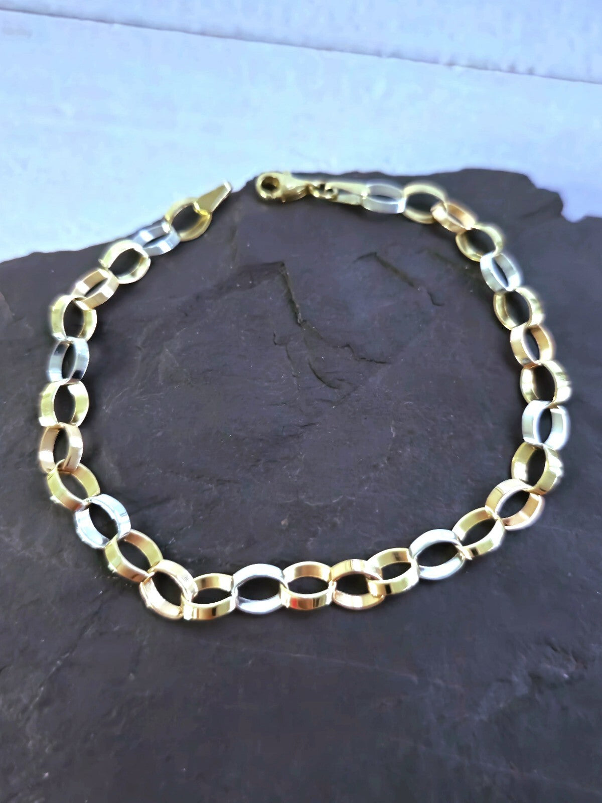New Solid 9ct Yellow/White/Rose Gold Chain BRACELET Cable Round Link 6mm