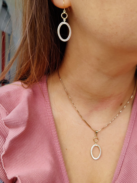 New 9K Yellow Gold Drop Cubic Zirconia Earrings Oval Shape Hook Hallmarked CZ