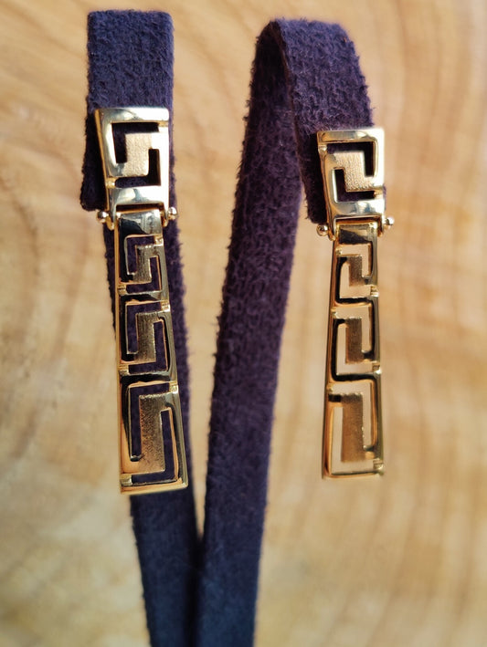 Solid 3.4grams Greek Key Earrings 9ct Yellow Gold Leverback Hallmarked