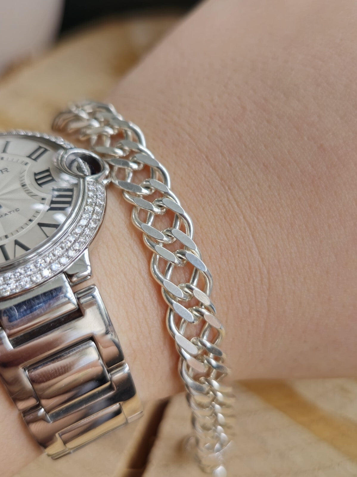 NEW 925 Sterling Silver Heavy Mens Chain Bracelet 18,5g Flat 9mm Double Link