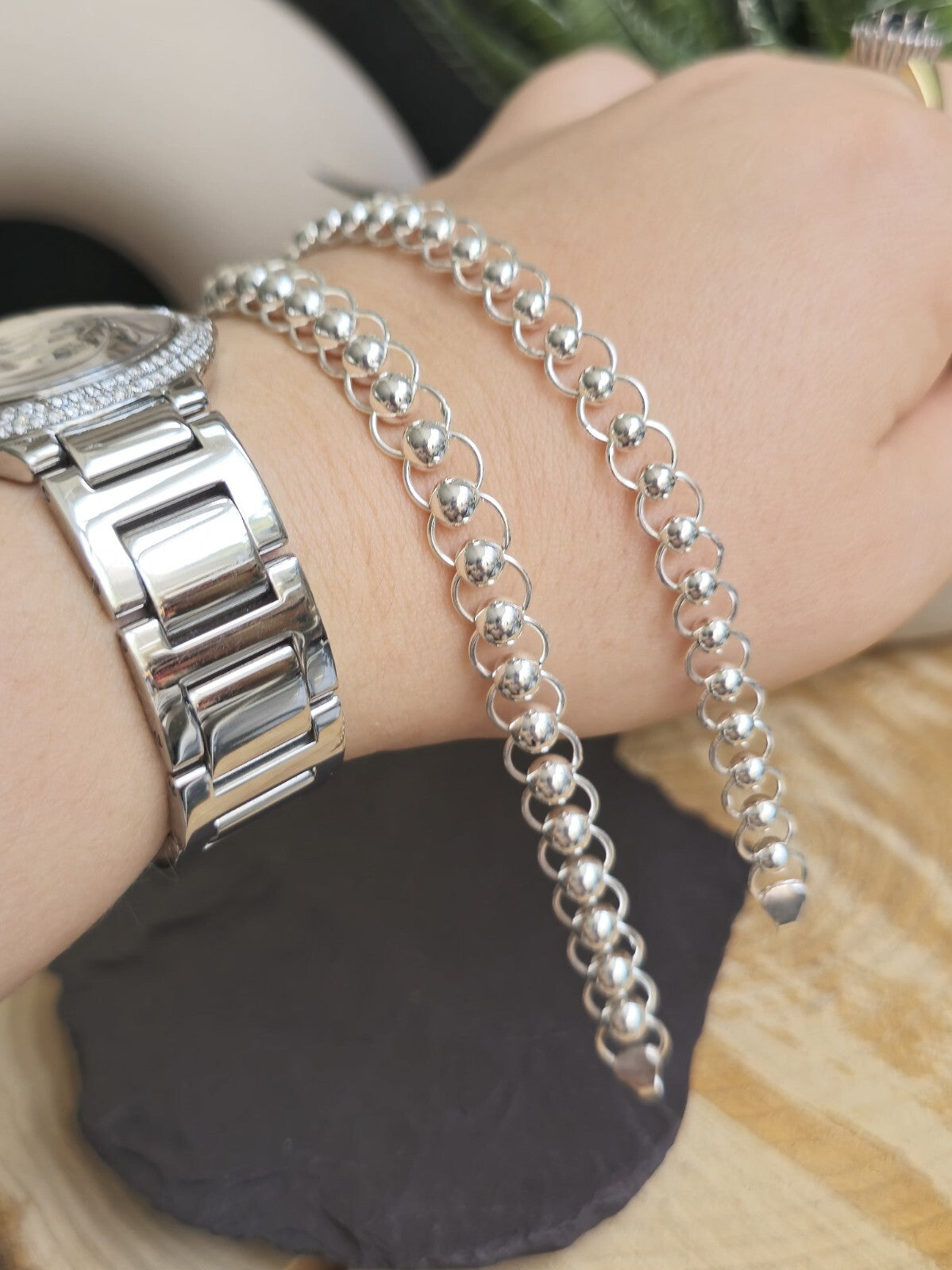 925 Sterling Silver Chunky Paper Clip Chain Bracelet 7mm 7.5grams 7.5inch