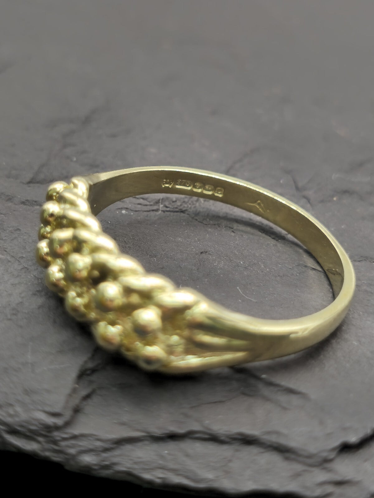New Solid 9ct Yellow Gold Men's Signet Keeper Ring size: T Hallmarked Two Row