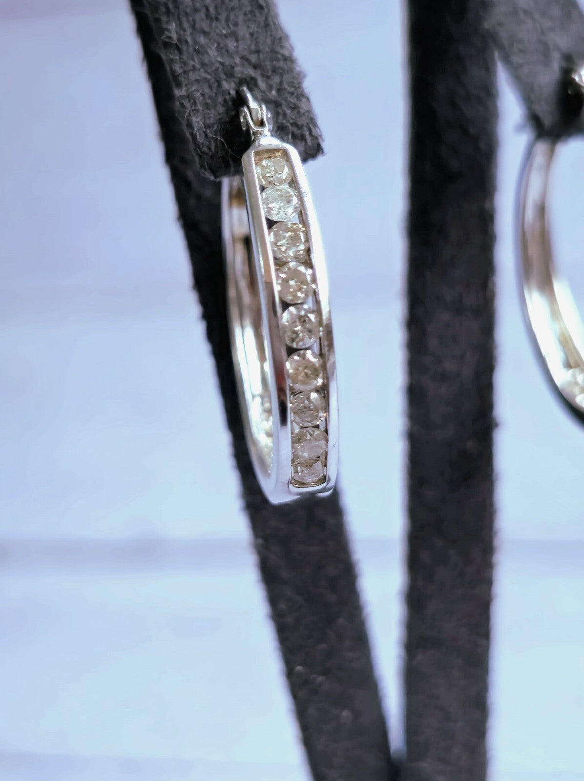 9K White Gold Hoop Diamond Earrings 0.50ct 25mm Diameter 6.20g Hallmarked Hoops