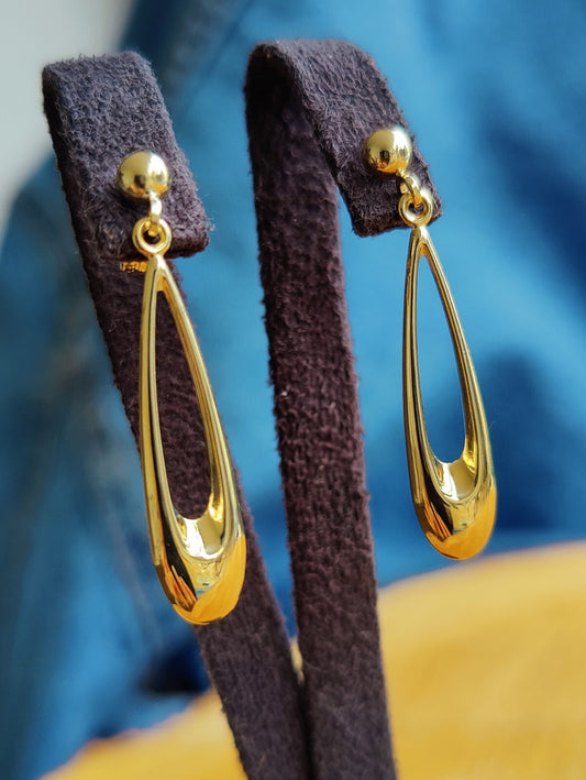 New 9ct Yellow Gold Drop Dangly Earrings Leverback Hallmarked Classic Stud