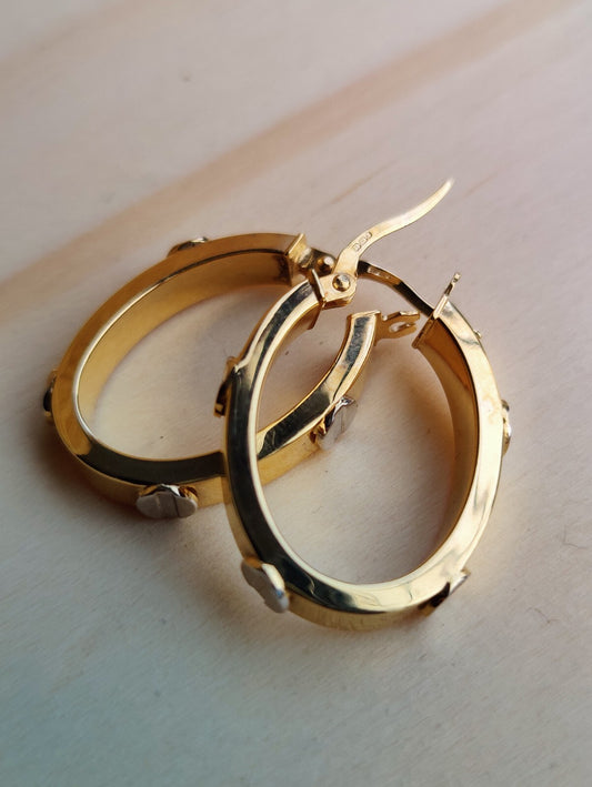 OVAL Gold Hoop Earrings 9ct Yellow Gold 24mm x 18mm Hallmarked Hinge Screw Love