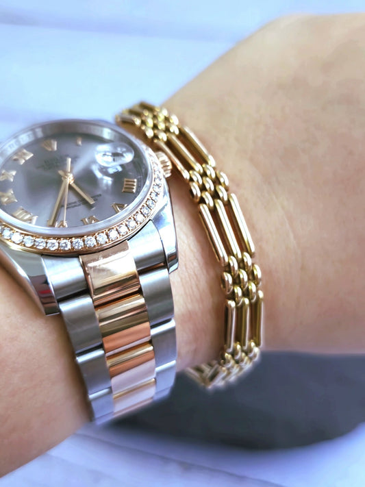 Vintage 15ct Rose/Pink Gold Gate Mesh Bracelet Link 20.8cm 13g Unisex 7.5mm Wide