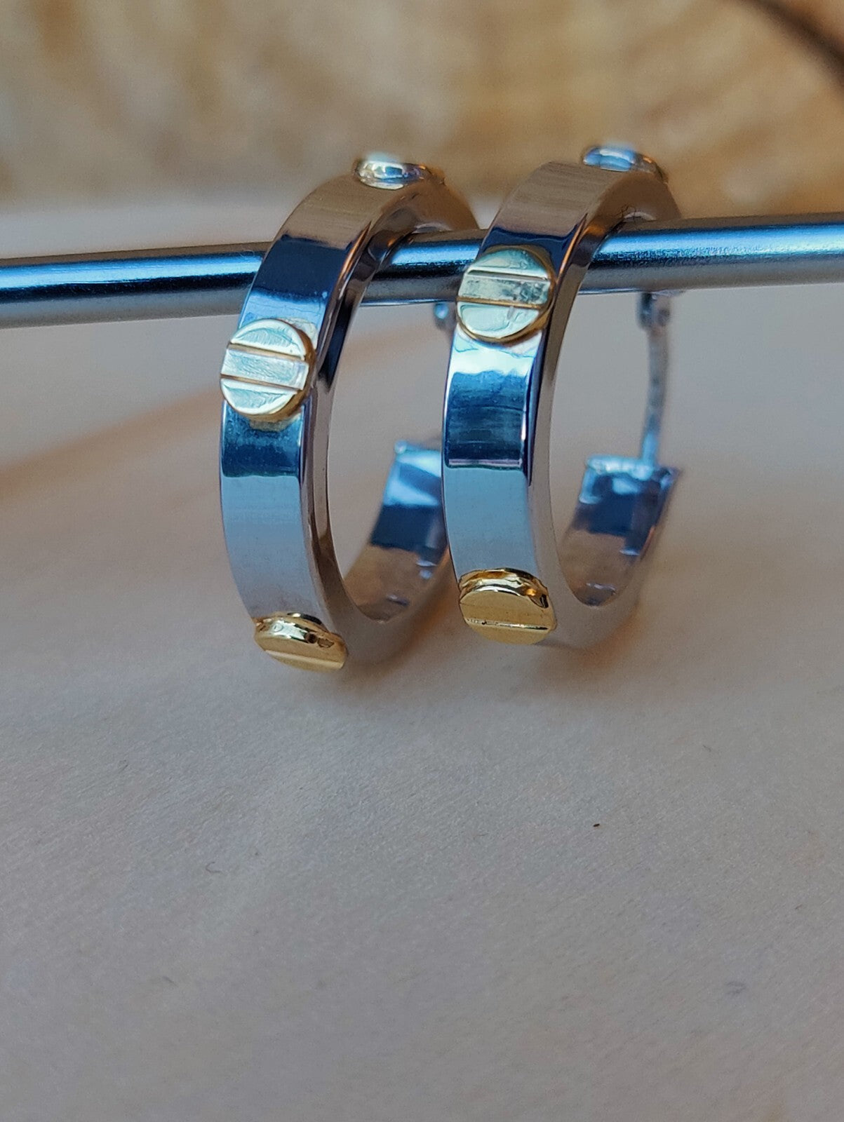 NEW Small Gold Hoop Earrings 9ct White Gold 17mm Hallmarked Hoops Hinge Love ly
