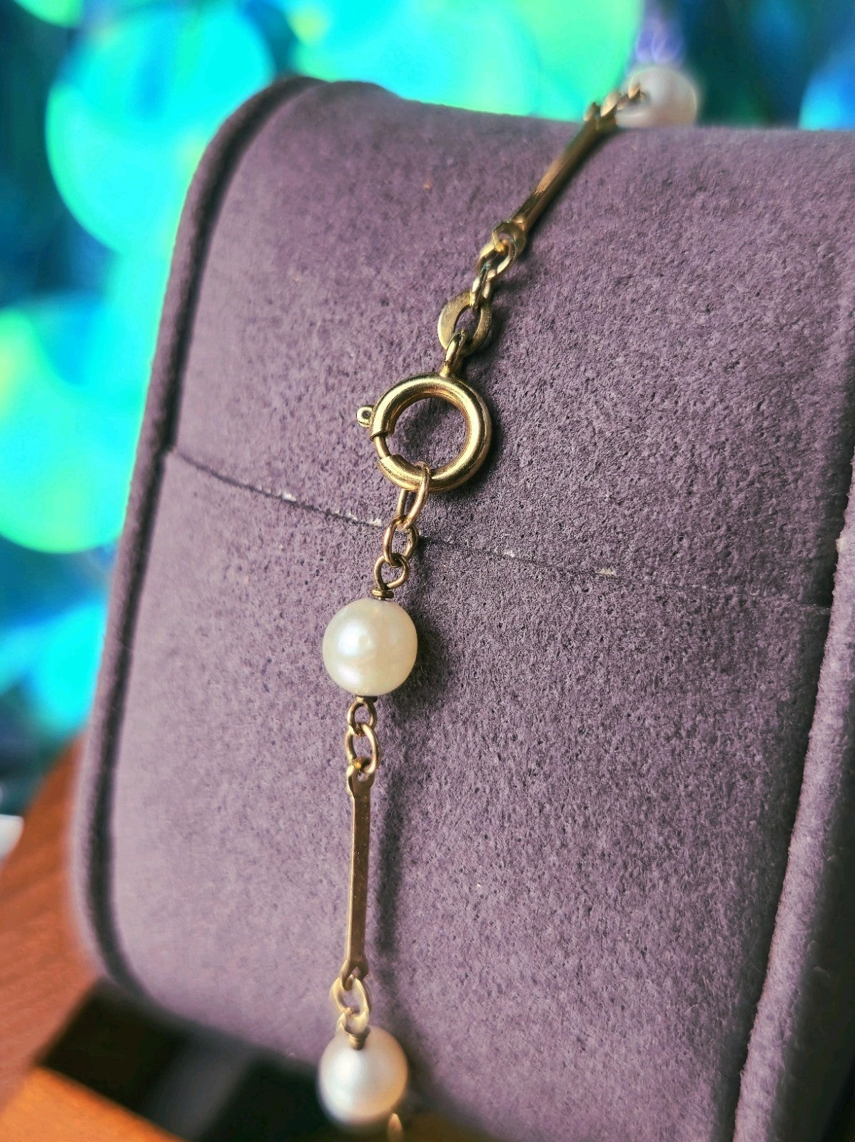 Vintage 8K Yellow Gold Pearl Bar Bracelet 18.5cm Long Hallmarked (333) 3grams