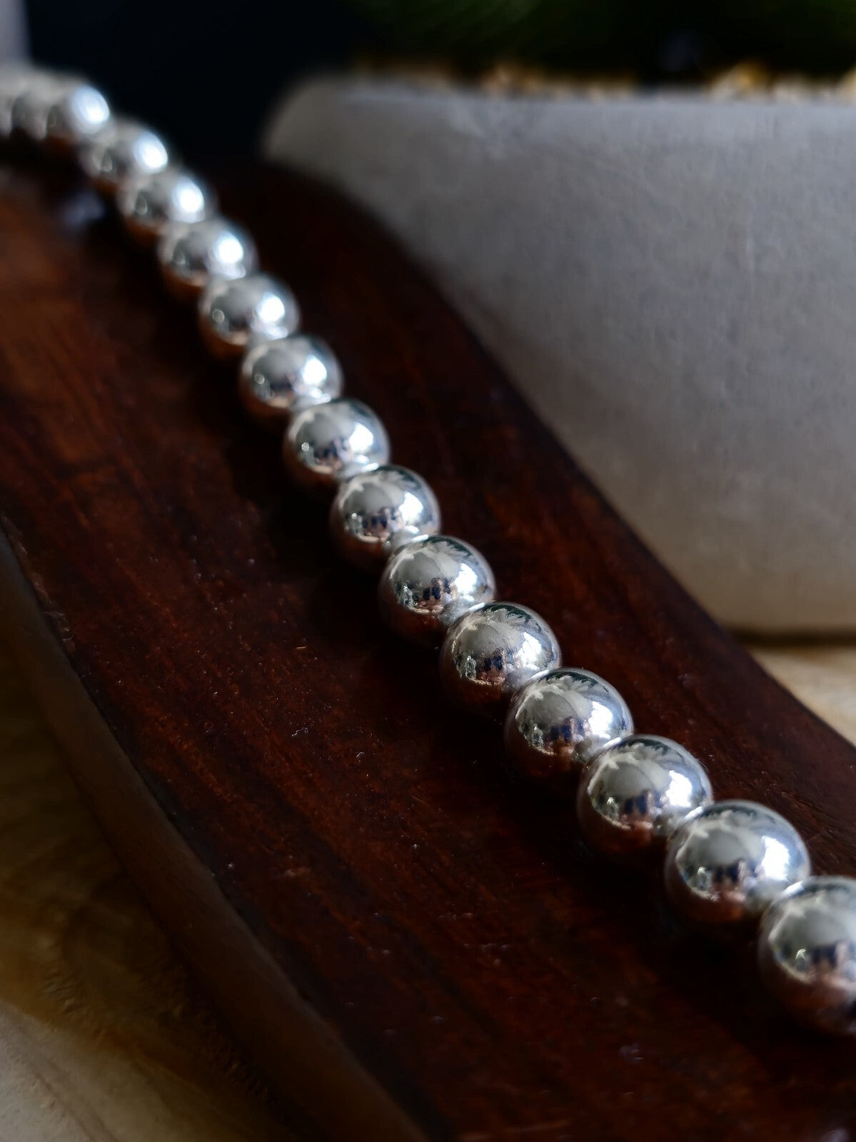 New 925 Sterling Silver Chunky 8mm Ball Bracelet 20grams Bead 21cm