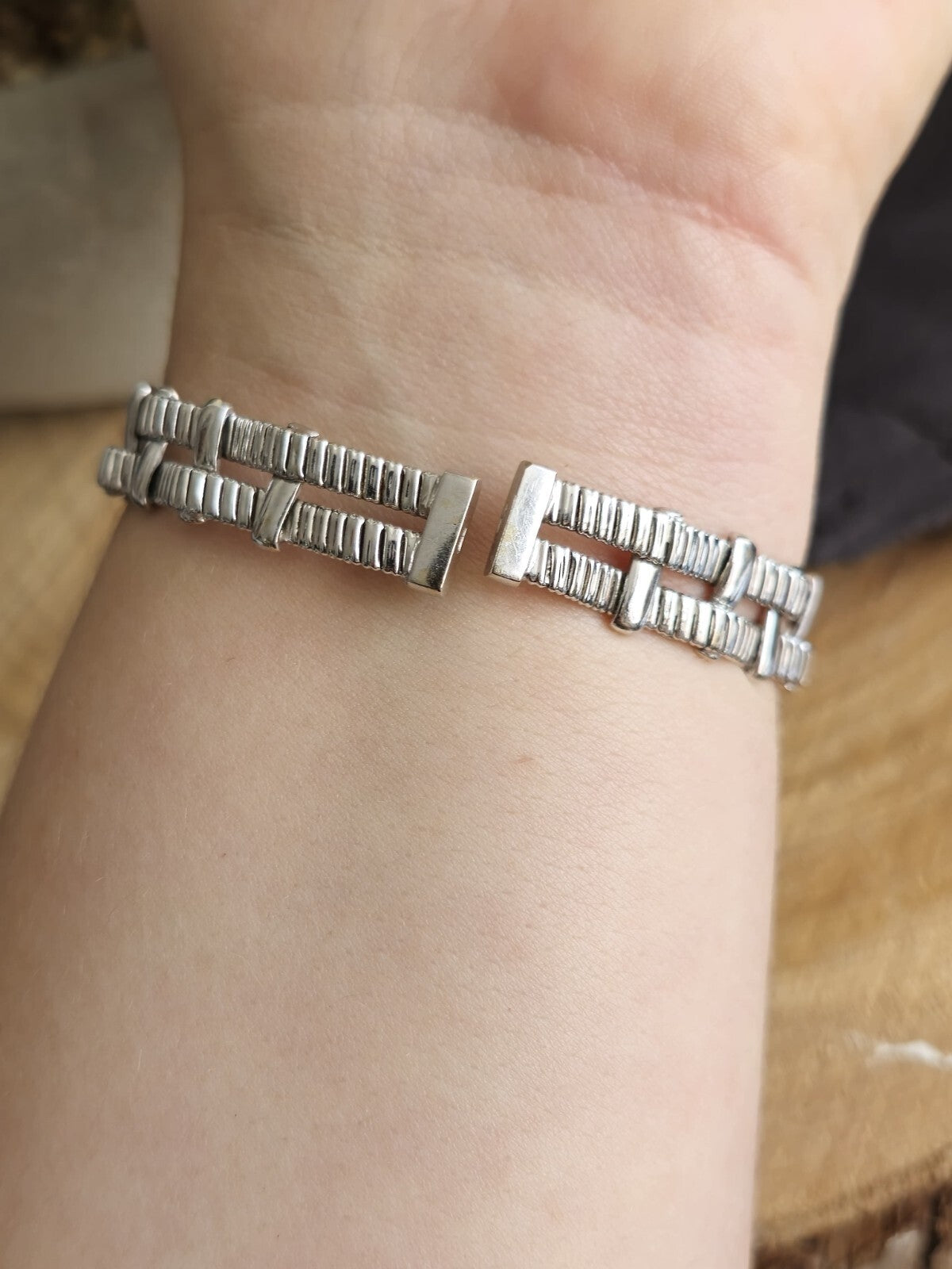 Solid 18k White Gold Jewellery Set of Diamond Bracelet and Earrings Heavy Hoops