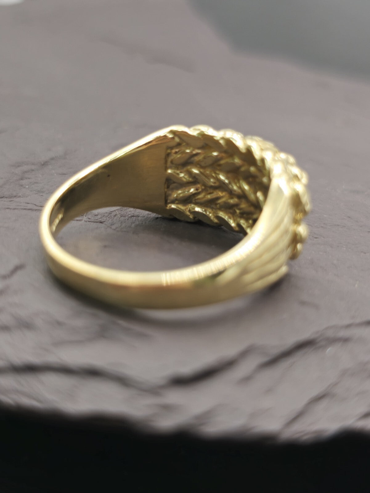 New Solid 9ct Yellow Gold Men's Signet Keeper Ring size: S+ Hallmarked Four Row