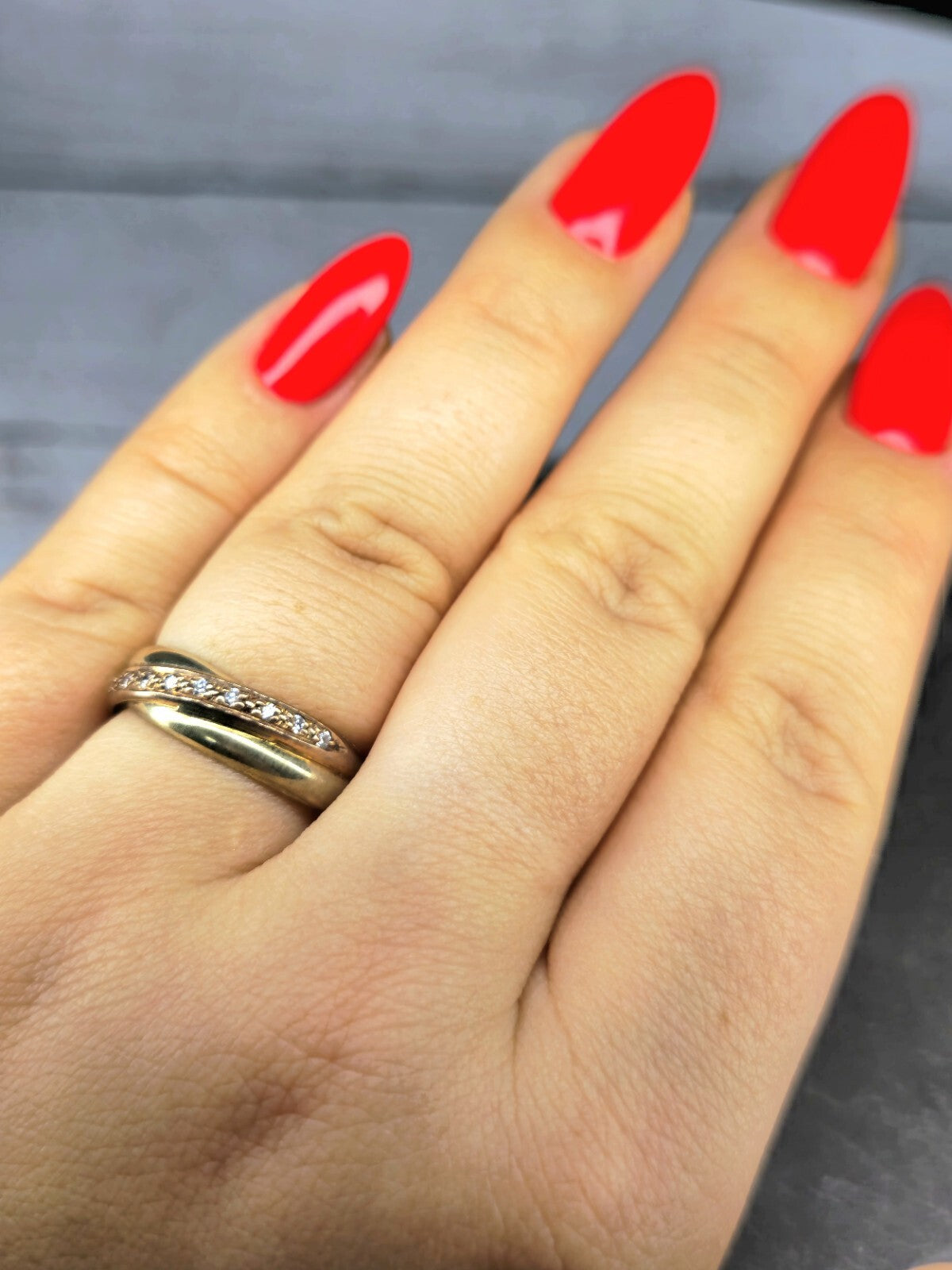 Solid 9ct Yellow Gold Half Eternity Ring Wedding Band Trinity Ring C/Z Size Q