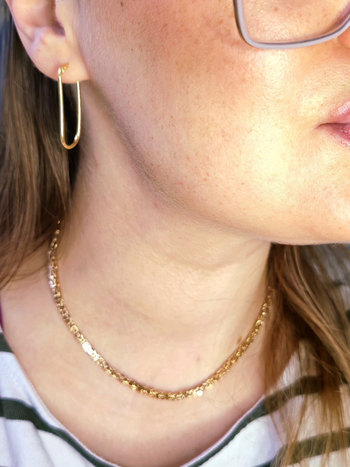 Lovely New 9ct Yellow Gold Hoop Earrings Hoops Rectangle Shape 35mm Hinge