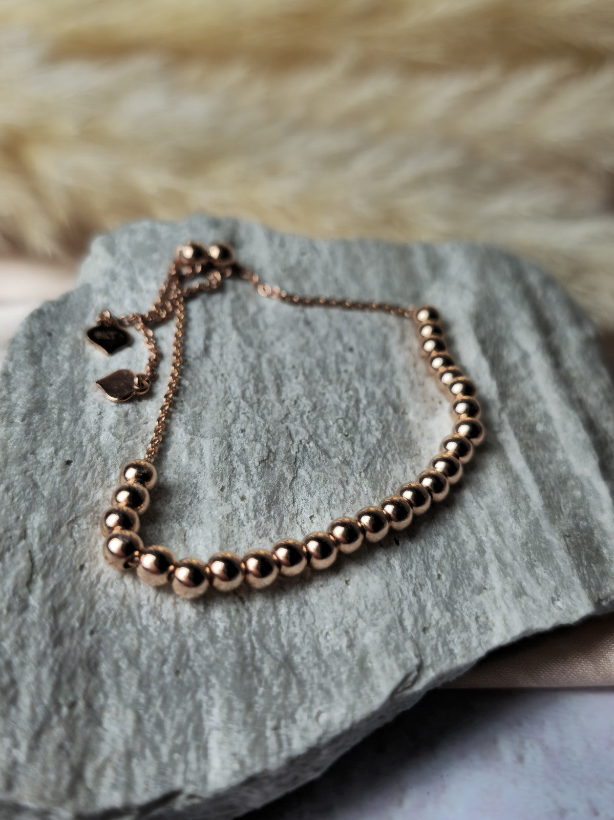 New Solid 9ct Rose Gold Bracelet Ball Beaded Expandable Balls 4mm Adjustable