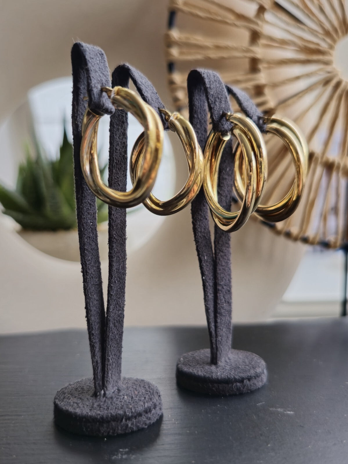 9ct Solid Yellow Gold Twisted Hoop Earrings Creole Hoops 28mm 4.5g Hallmarked