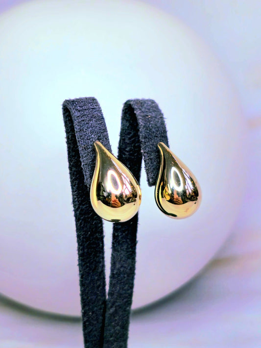 New 9k Yellow Gold Trendy Big Thick Waterdrop Tear Drop Earrings Bottega Chunky