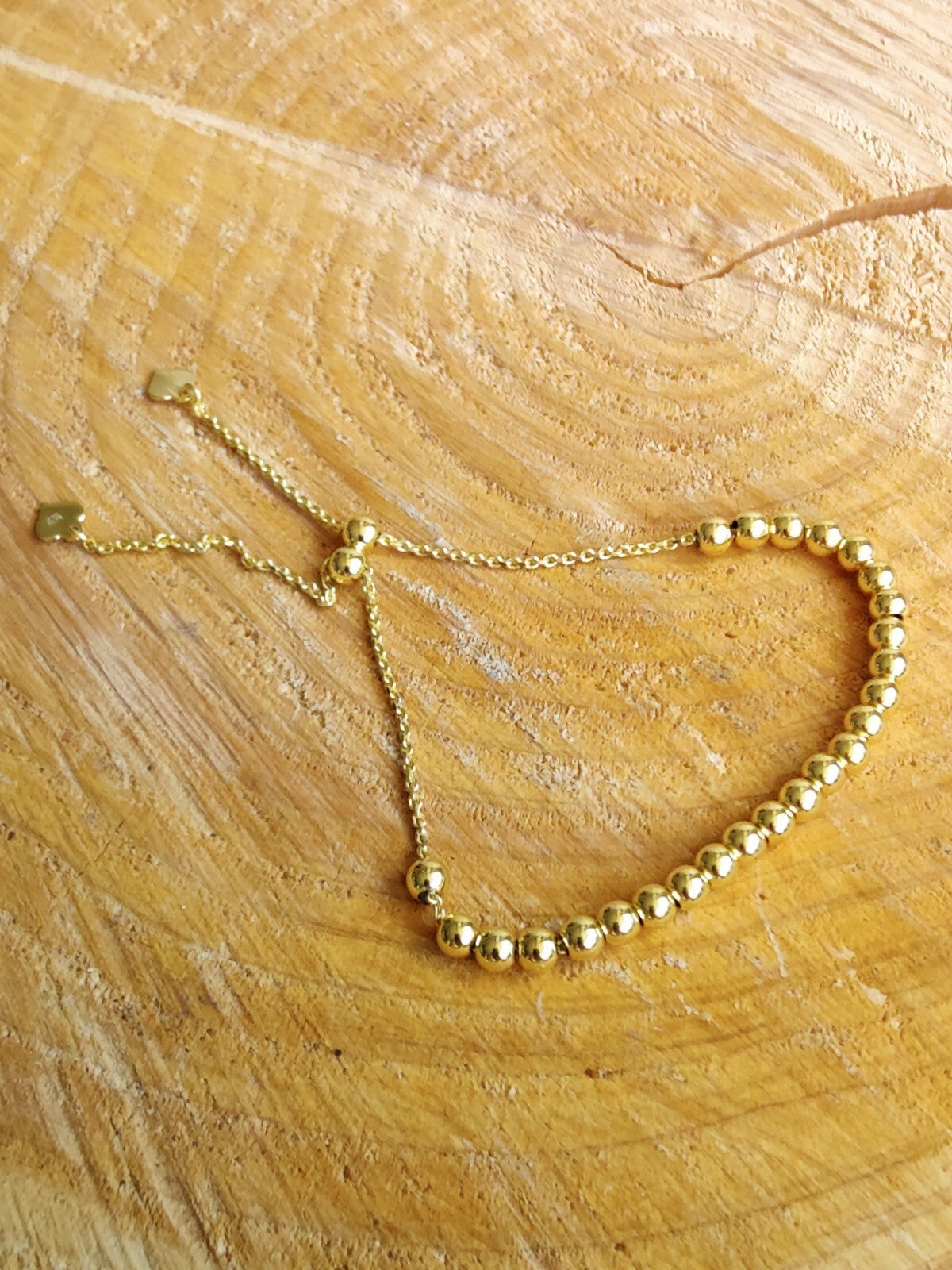 New Solid 9ct Yellow Gold Bracelet Ball Beaded Expandable Balls 4mm 4.9g