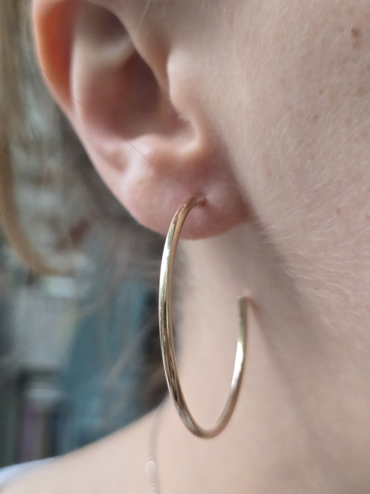 New 9ct Solid Yellow Gold Hoop Earrings Open End Hoops 43mm Butterfly