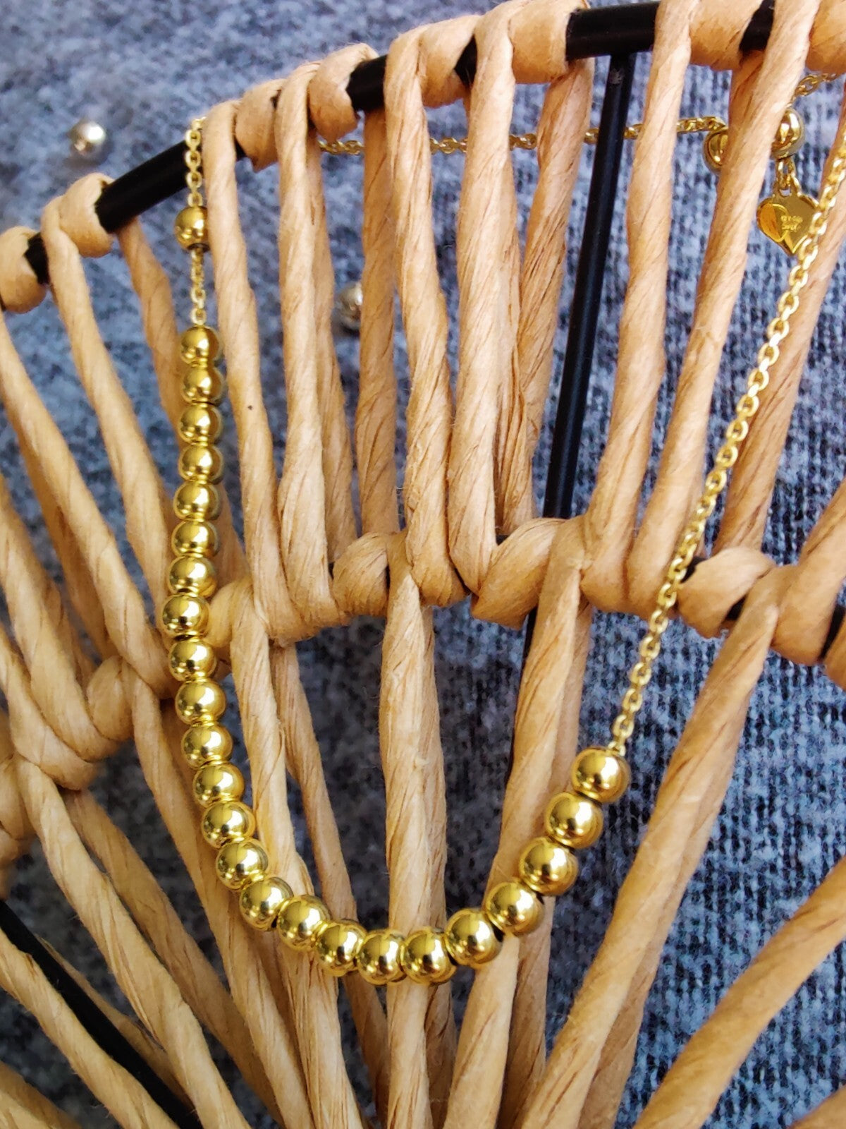 New Solid 9ct Yellow Gold Bracelet Ball Beaded Expandable Balls 4mm 4.9g