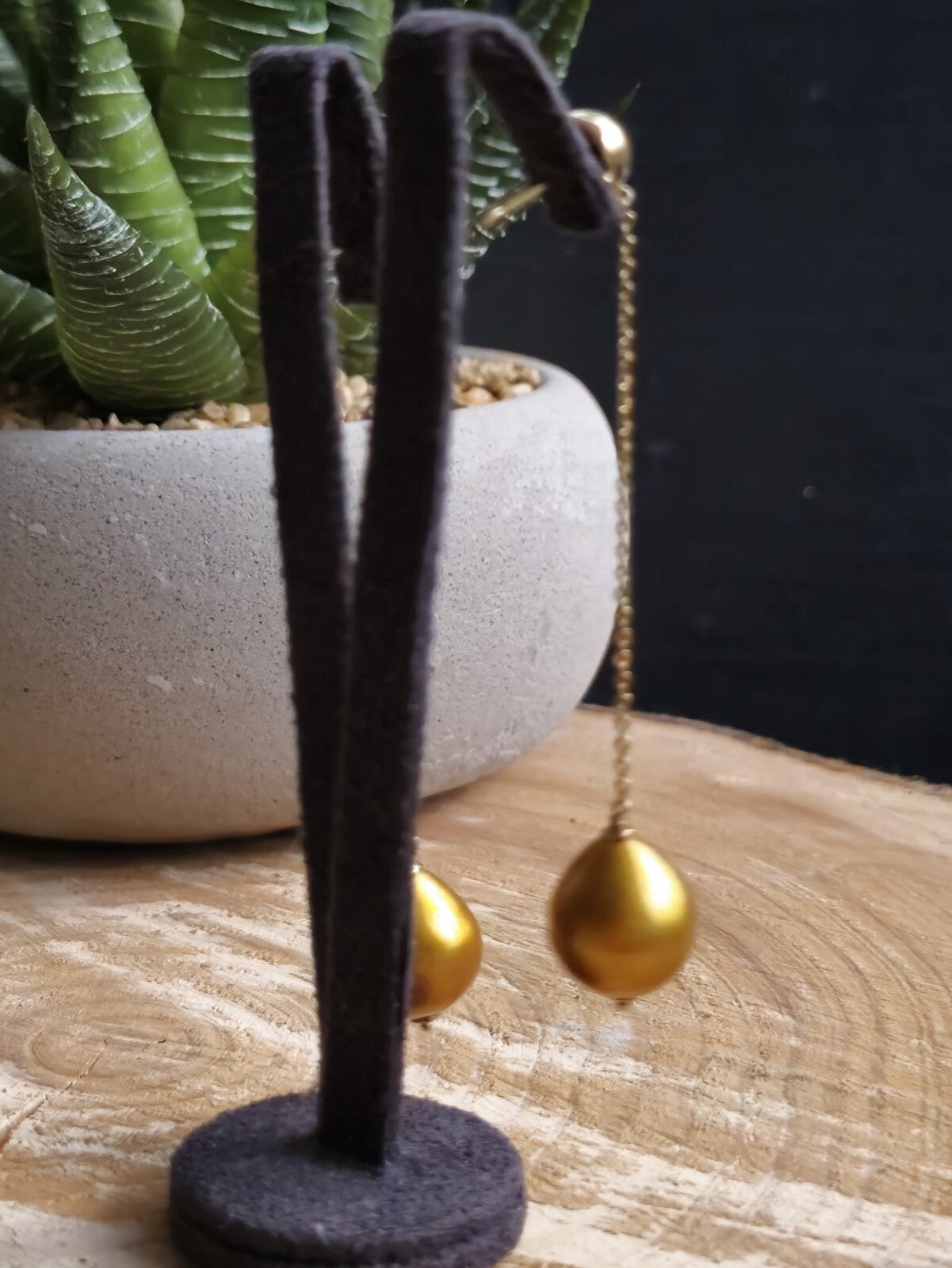 Long Chain Drop Earrings in 14K Yellow Gold Yellow 8mm Baroque Pearls 73mm Long