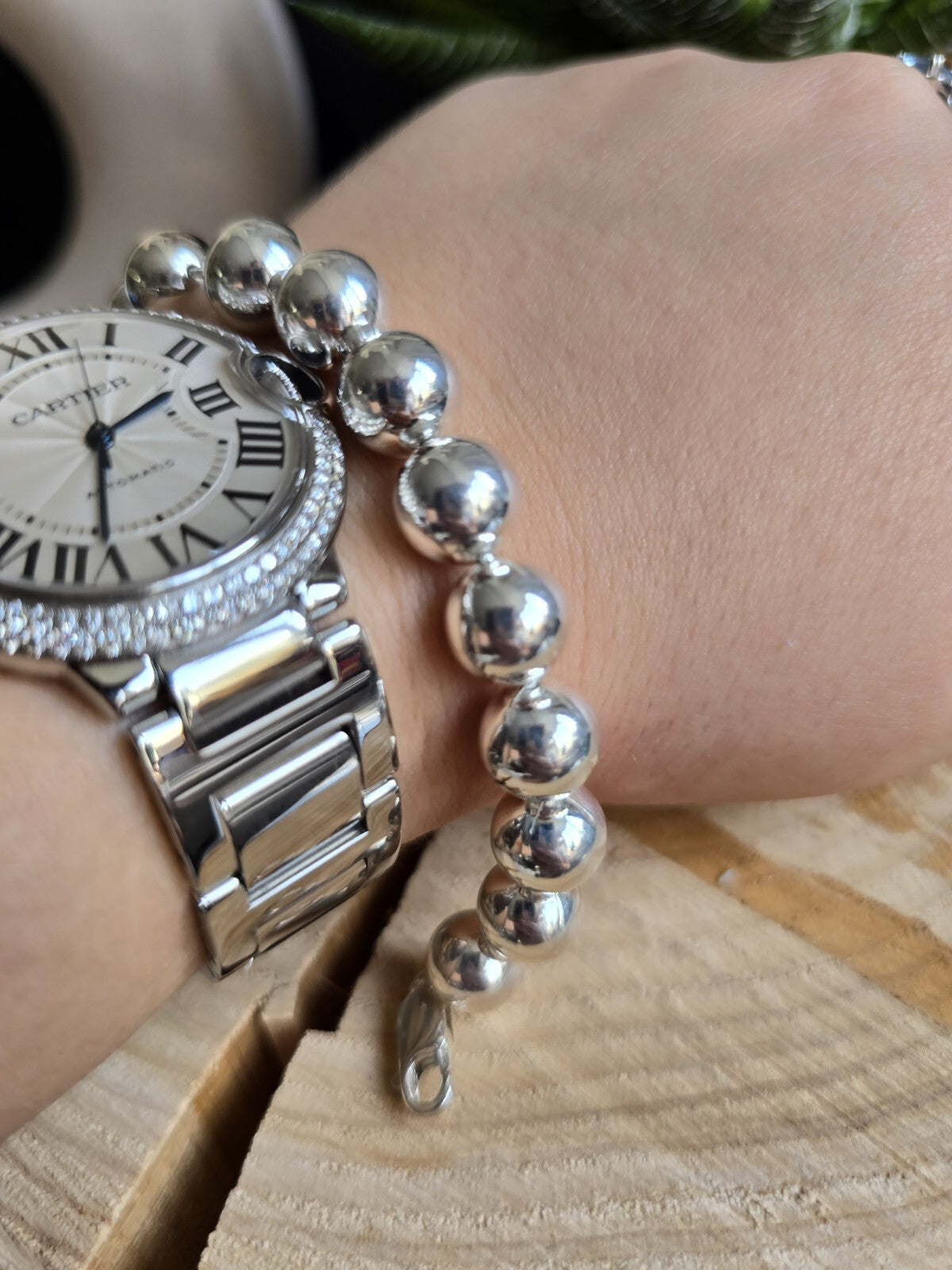 New 925 Sterling Silver Chunky 10mm Ball Bracelet 28grams Bead 22cm