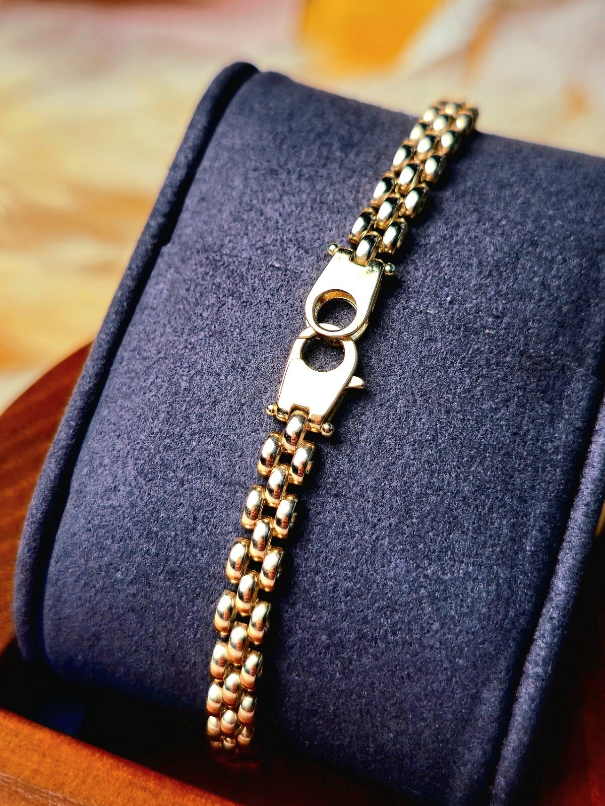 New 9ct Rose Gold Brick Link Bracelet Panthere Style Unisex 5mm Wide 7.5'' Long
