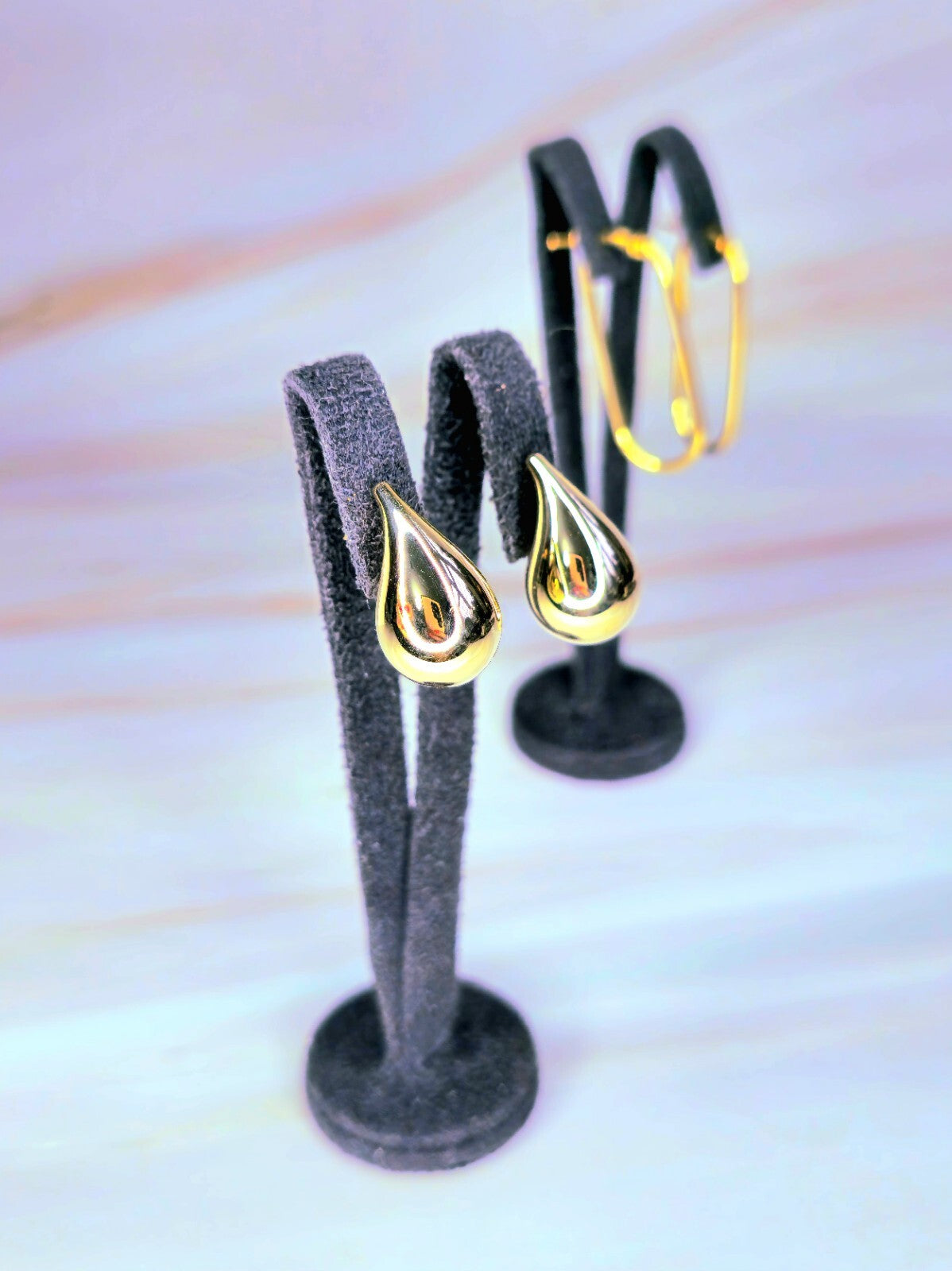 New 9k Yellow Gold Trendy Big Thick Waterdrop Tear Drop Earrings Bottega Chunky