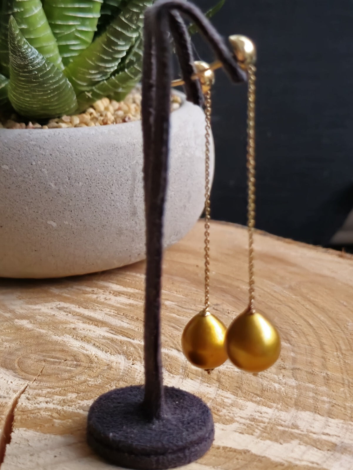 Long Chain Drop Earrings in 14K Yellow Gold Yellow 8mm Baroque Pearls 73mm Long