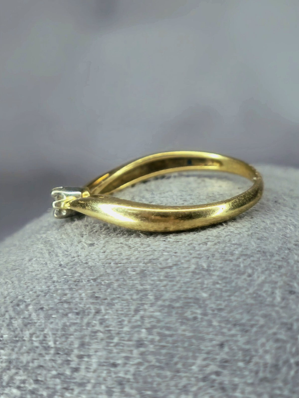 14k Yellow Gold Diamond Engagement Ring Wave Design 2mm size: M+ D: 0.015ct Wavy