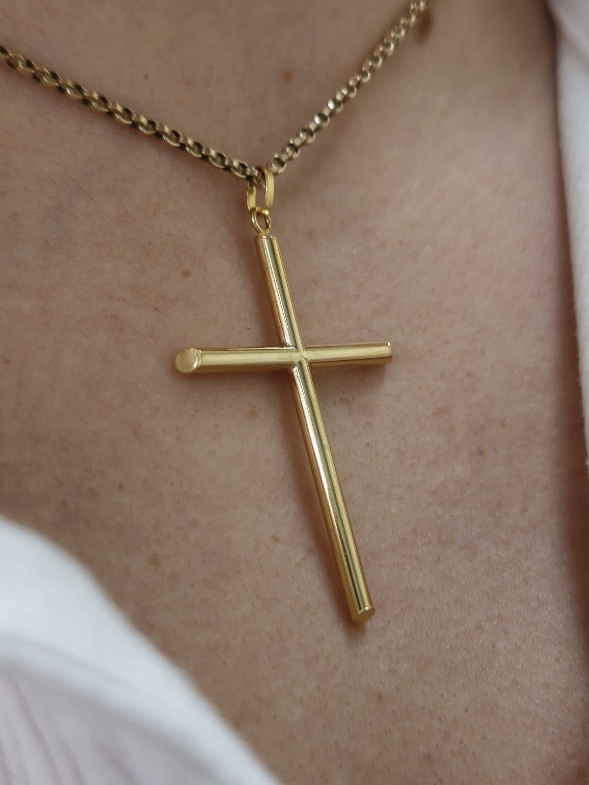 New Solid 9ct Yellow Gold Plain Cross Simple Pendant 55mm x 30mm Hallmarked