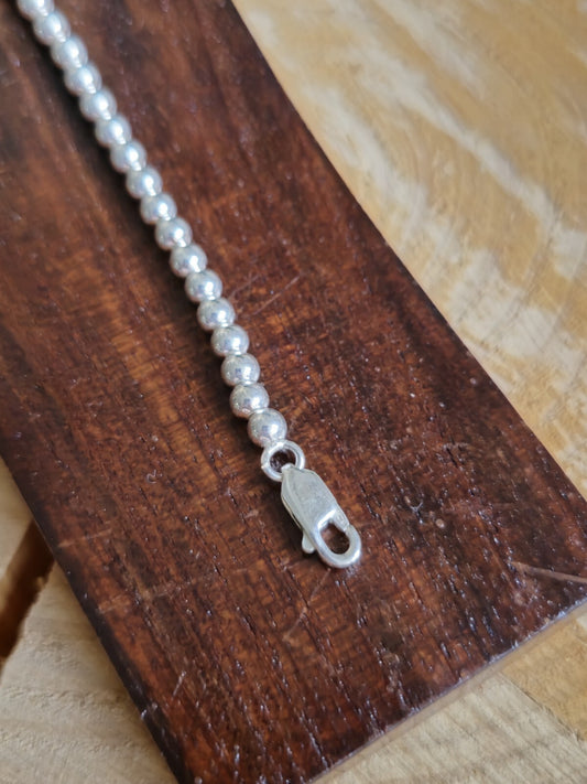 New 925 Sterling Silver Chunky 4mm Ball Bracelet 7grams Bead 19cm