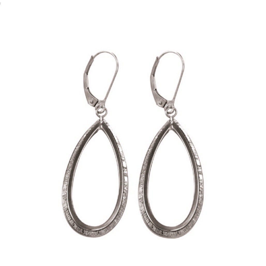 NEW Sparklig OVAL Drop Dangling Earrings 9ct White Gold Leverback Hallmarked