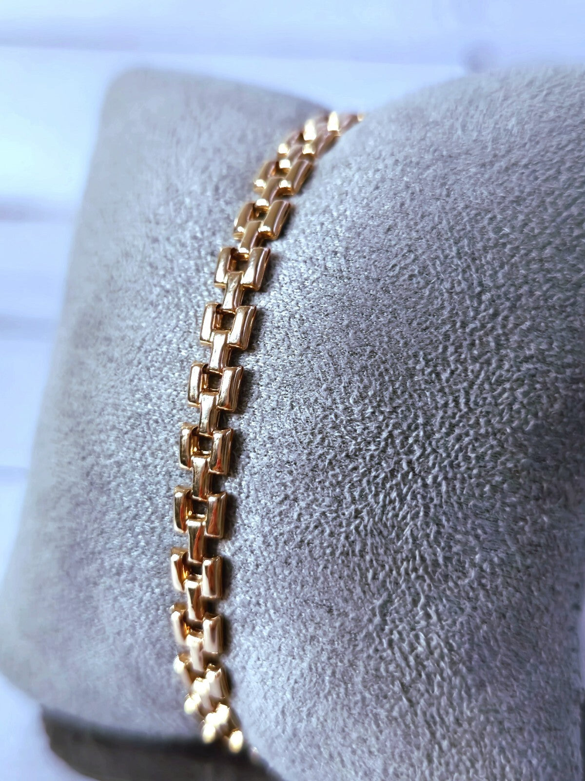 New Solid 9ct Rose Gold Brick link Bracelet Watch link Unisex 5mm Wide 7.5''
