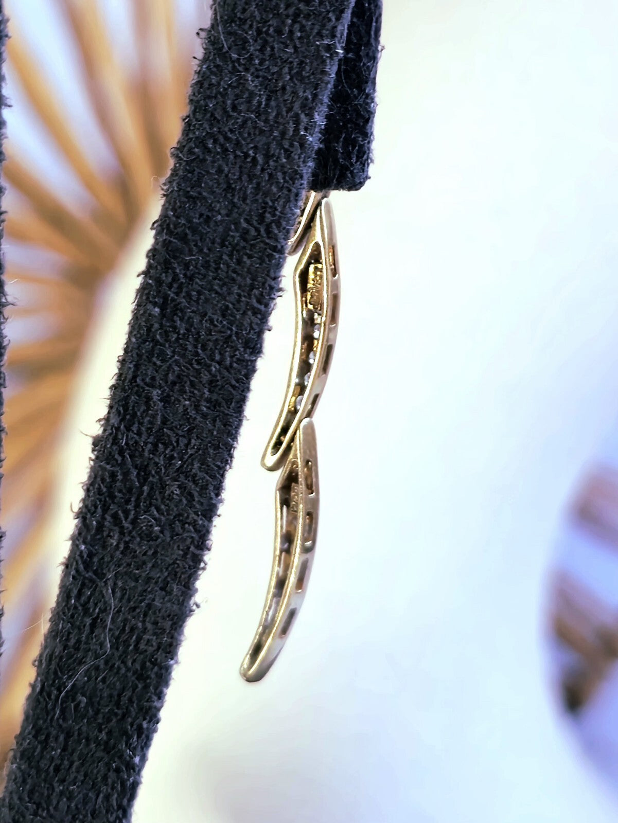18k Yellow Gold Diamond Drop Earrings Long Segments Butterfly Hallmarked 45mm