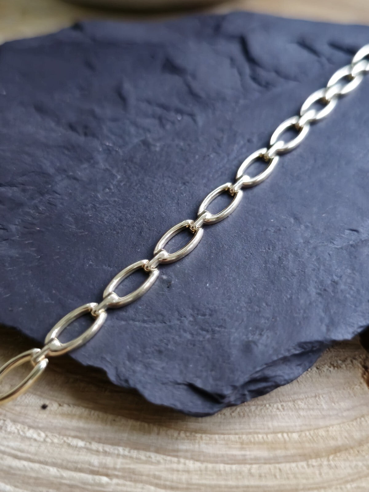 Solid 9ct Yellow Gold BRACELET Square Oval Link Style 7.5inch HALLMARKED