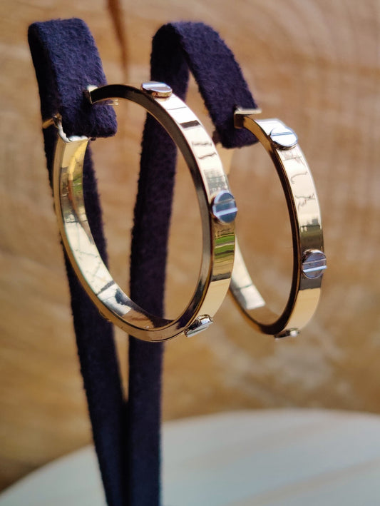 NEW Gold Screw Hoop Earrings 3.8grams 9ct Yellow Gold 30mm Hallmarked New