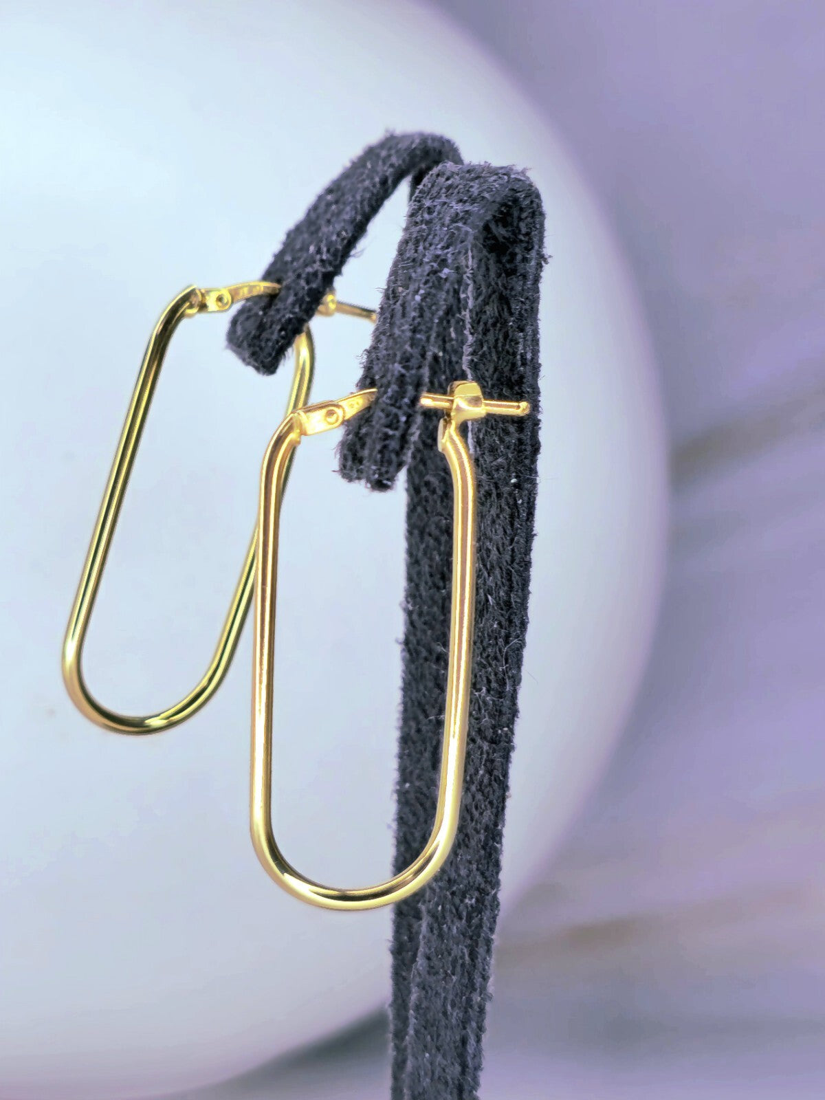 Lovely New 9ct Yellow Gold Hoop Earrings Hoops Rectangle Shape 35mm Hinge