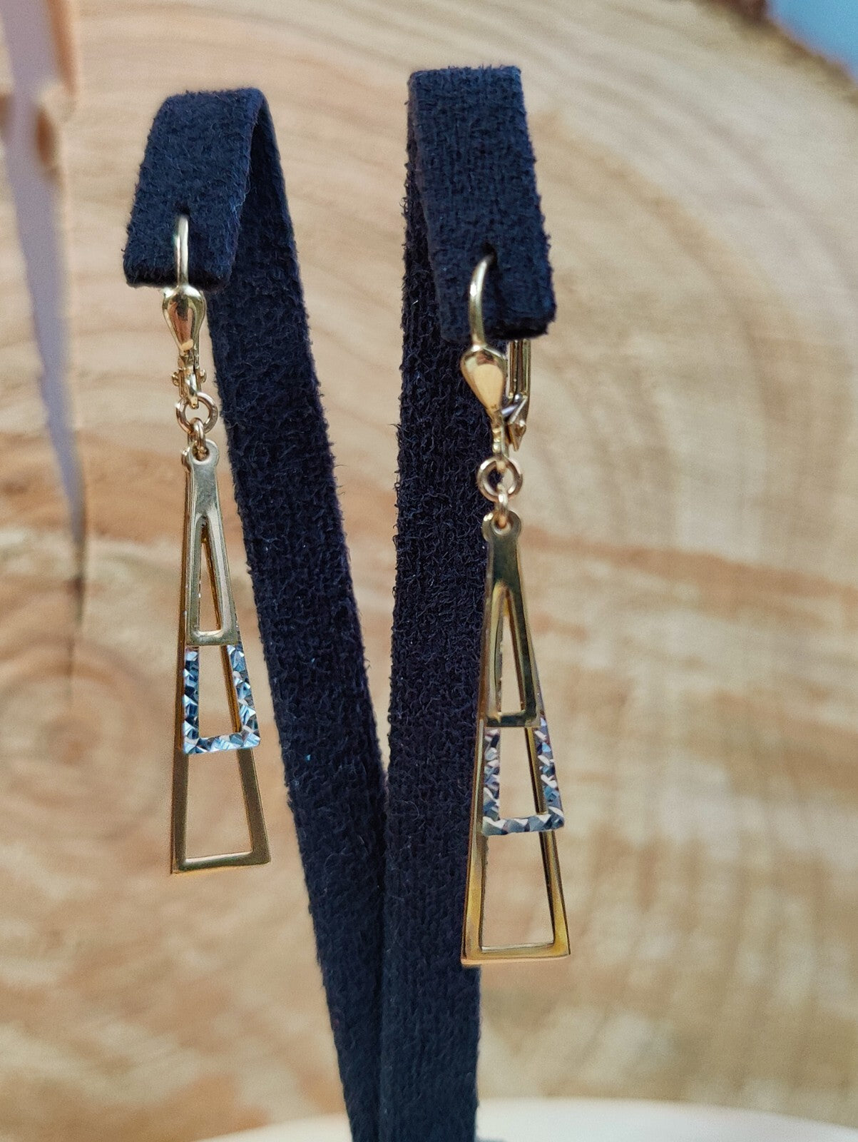 NEW 9ct Yellow/White Gold Drop Dangly Earrings Leverback Hallmarked