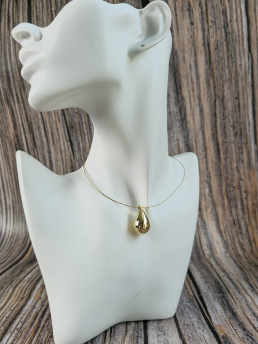 New 9k Yellow Gold Pendant Bottega Fashion Popped Teardrop with Hole Pear Shape