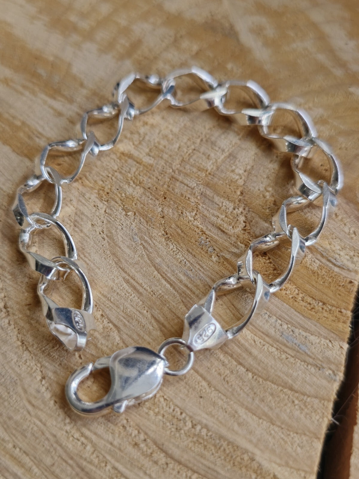 925 Sterling Silver Chunky Heavy Chain LINK CURB Bracelet 22 grams 10mm 7,5inch