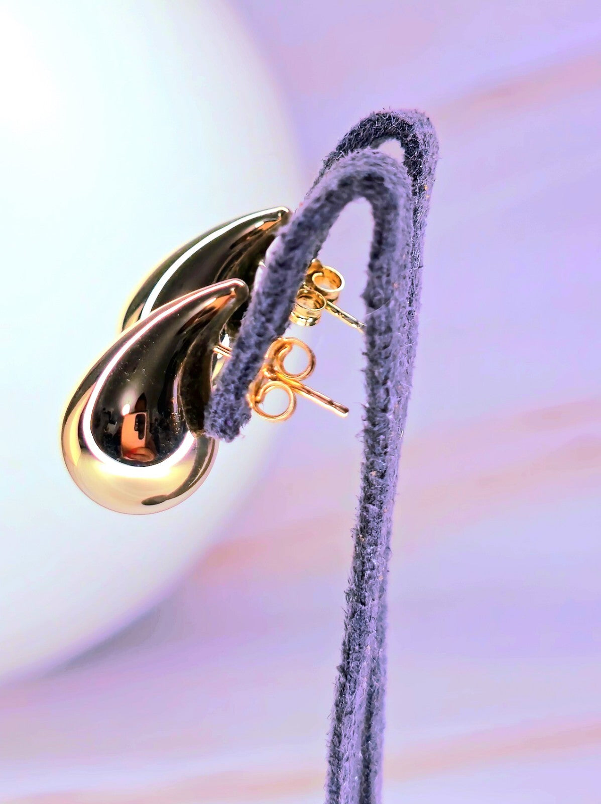 New 9k Yellow Gold Trendy Big Thick Waterdrop Tear Drop Earrings Bottega Chunky