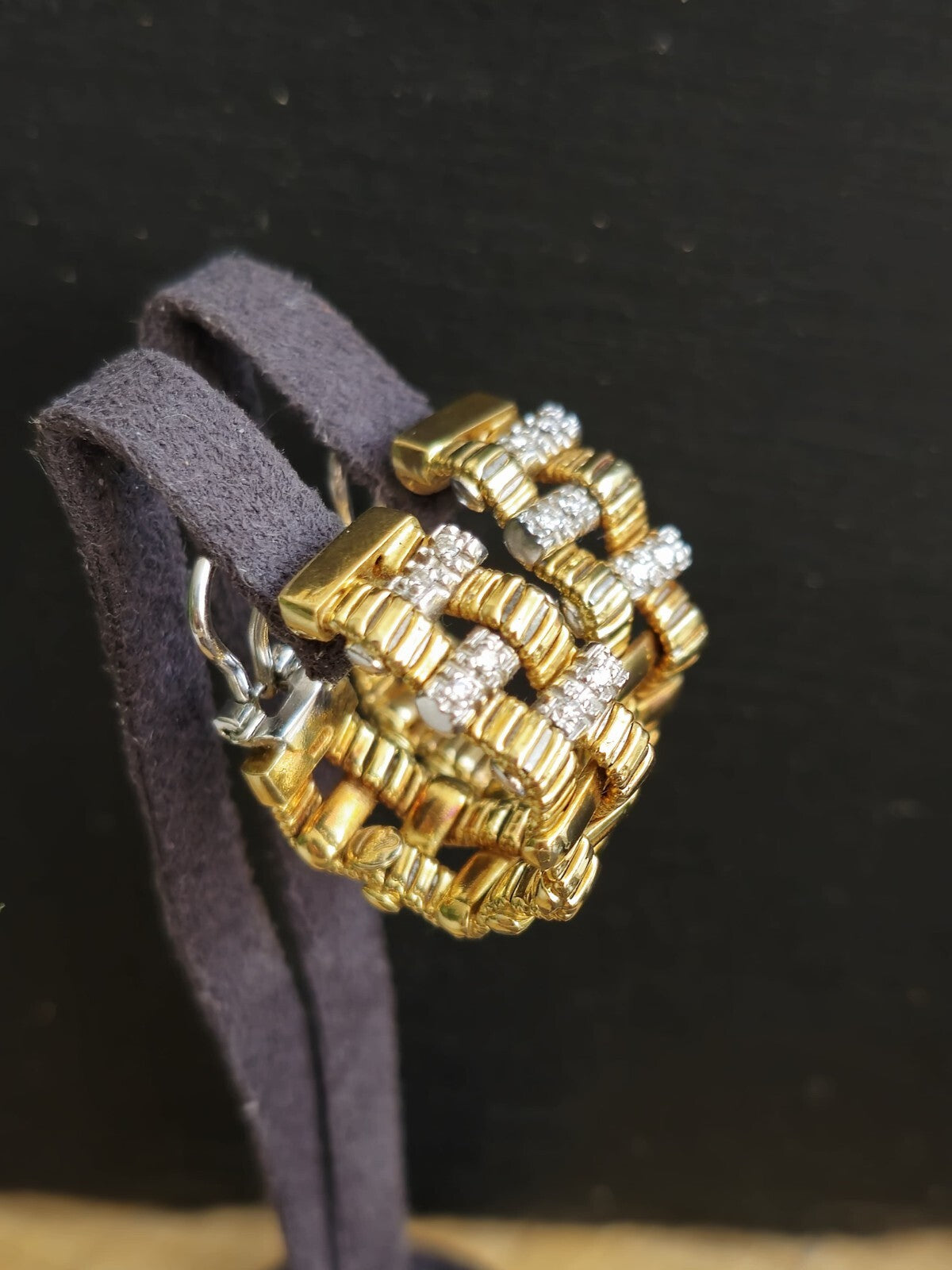 Solid 18k Yellow Gold Diamond Earrings 25mm Heavy Hoops 22 GRAMS Omega Clasp