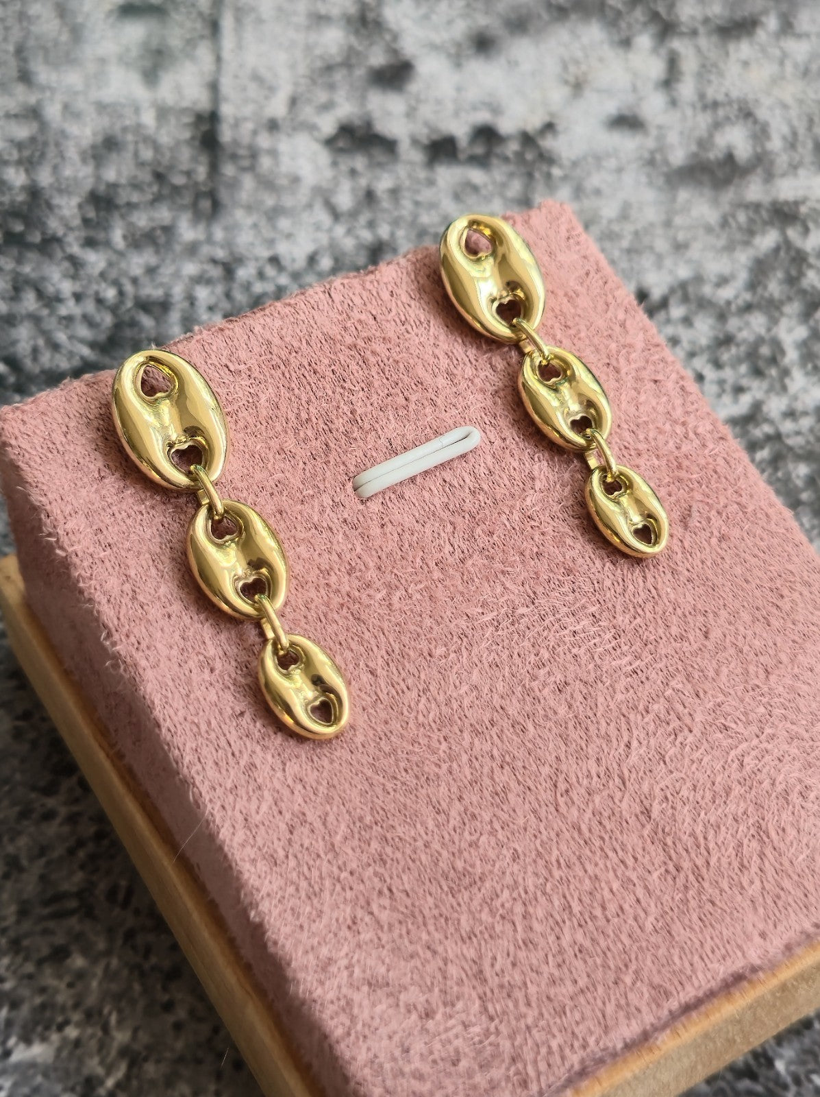New 9ct Yellow Gold Puffed Graduated Bean Drop Earrings Anchor Chunky Drops 40mm