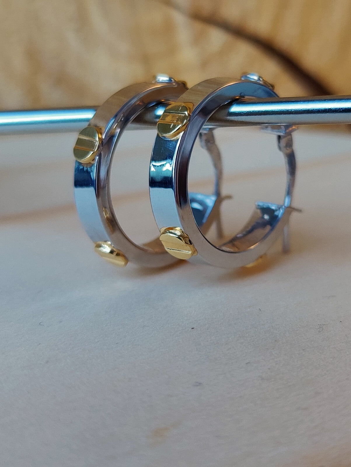 NEW Small Gold Hoop Earrings 9ct White Gold 17mm Hallmarked Hoops Hinge Love ly
