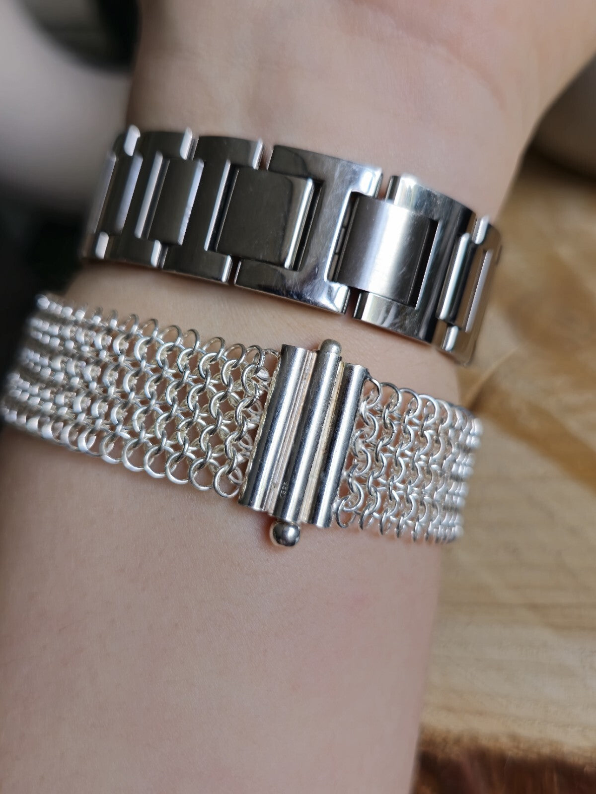 Lovely New 925 Sterling Silver Wide Mesh Cuff Bracelet 19mm 25grams 7.5inch
